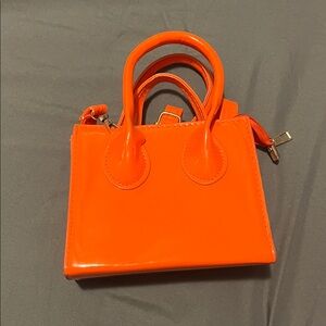 Vibrant Orange Patent Leather Handbag